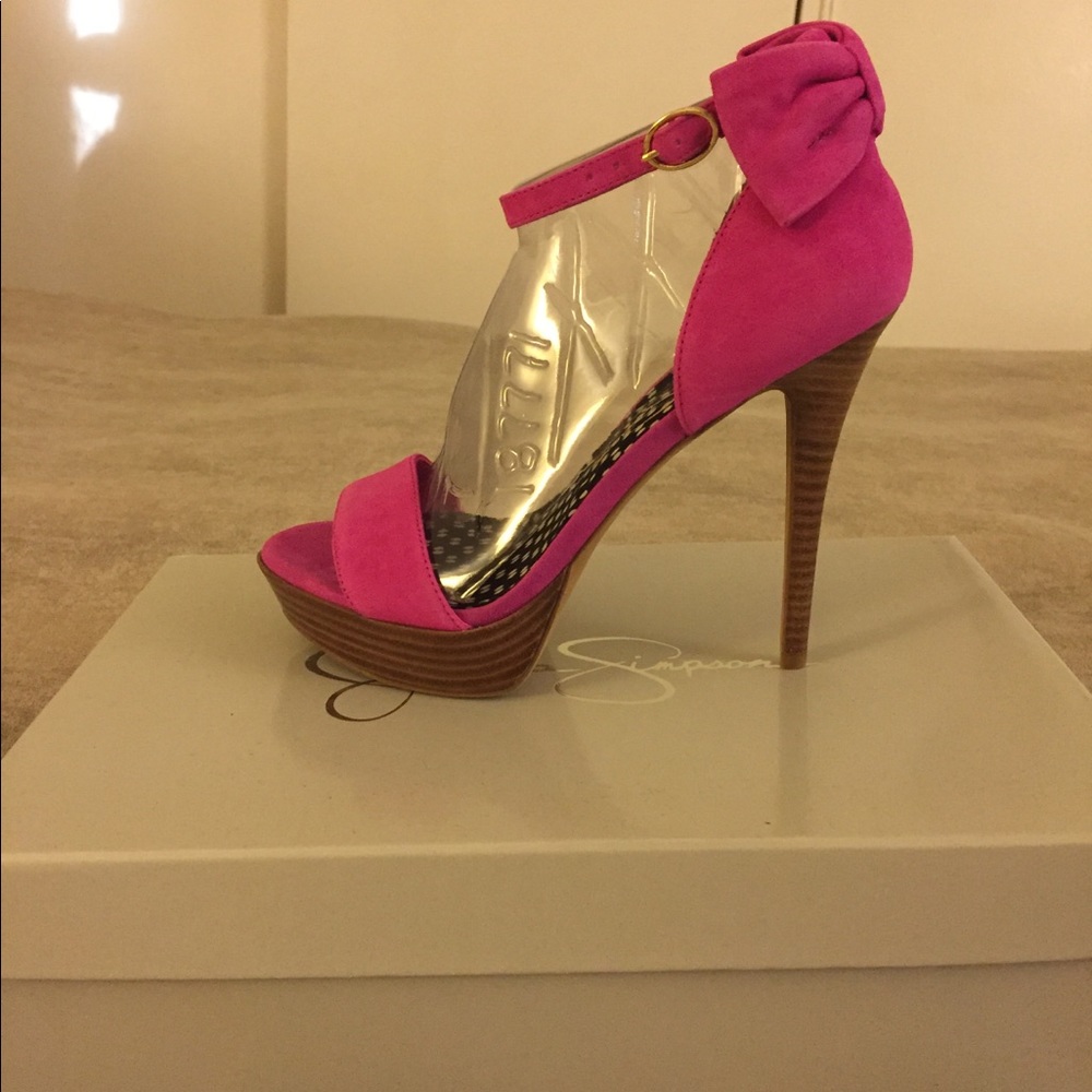 Hot pink suede heels